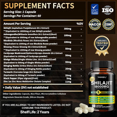 Shilajit capsules containing zinc, turmeric and ginkgo