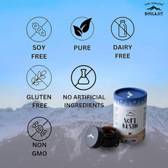 Shilajit being added to coffee, tea, or water