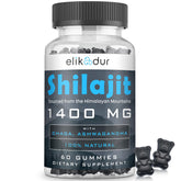 84,000 mg Organic Shilajit Gummies bottle label showing 1,400 mg per serving