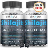 Front view of 120-count organic Shilajit gummies packaging