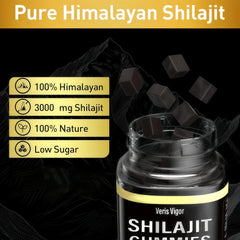 Ingredients and nutrition information graphic for Shilajit Gummies