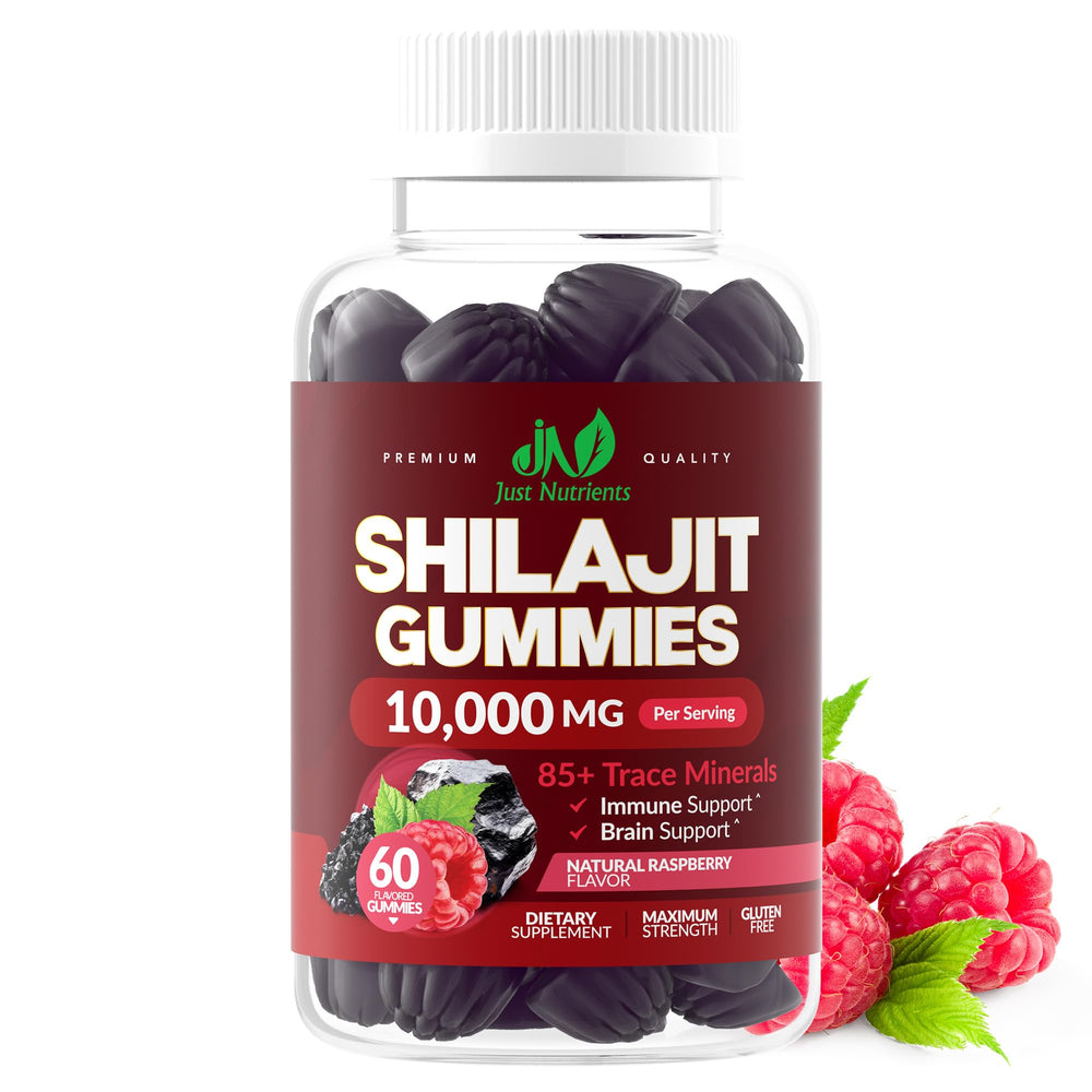 Shilajit Gummies Raspberry flavor bottle with 60 count label