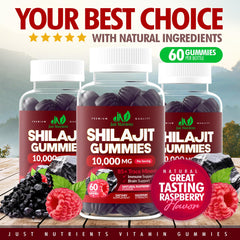 Natural Raspberry flavor Shilajit Gummies close up