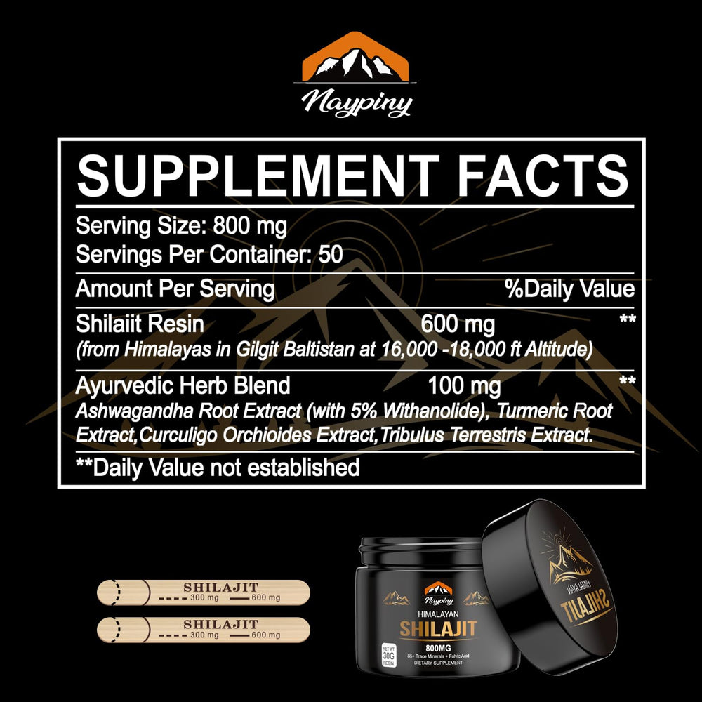 Shilajit resin packaging label showing gold-grade quality