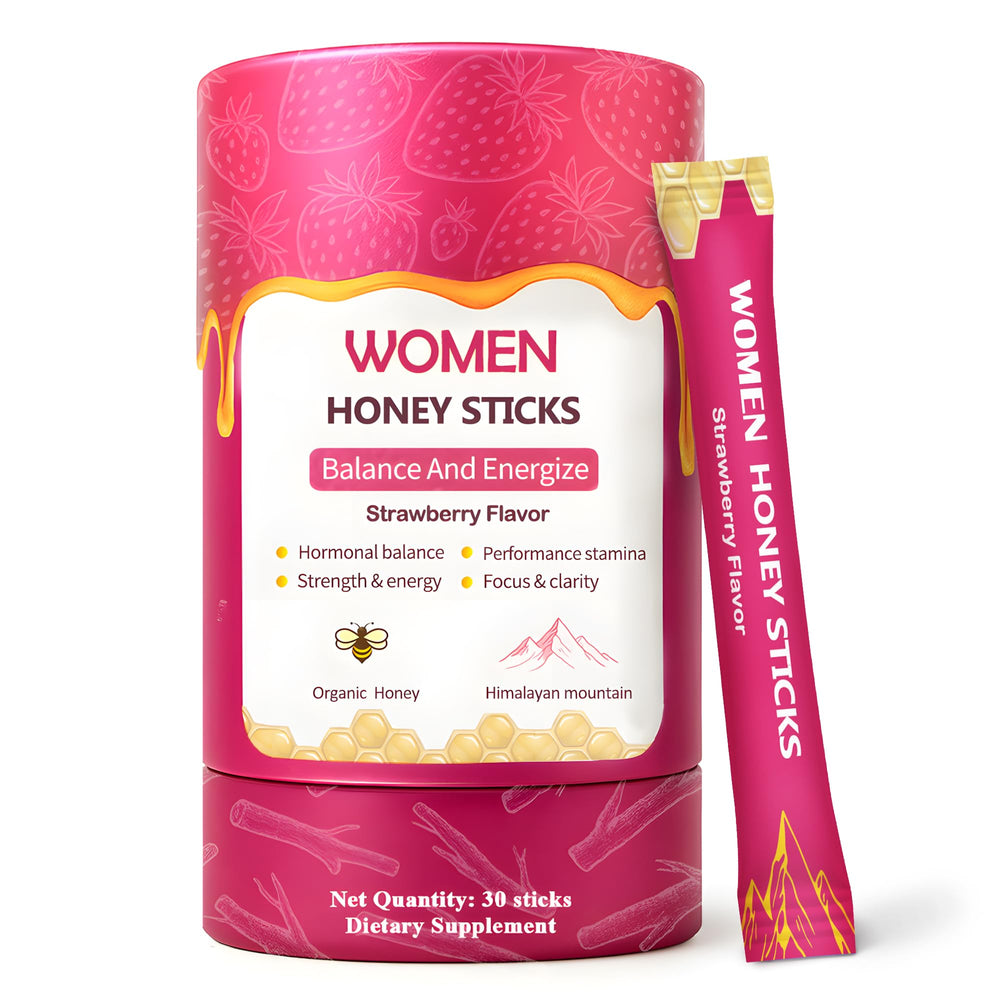 Strawberry flavor Shilajit Honey Sticks for Women – 30 count package