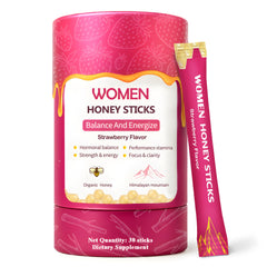 Strawberry flavor Shilajit Honey Sticks for Women – 30 count package