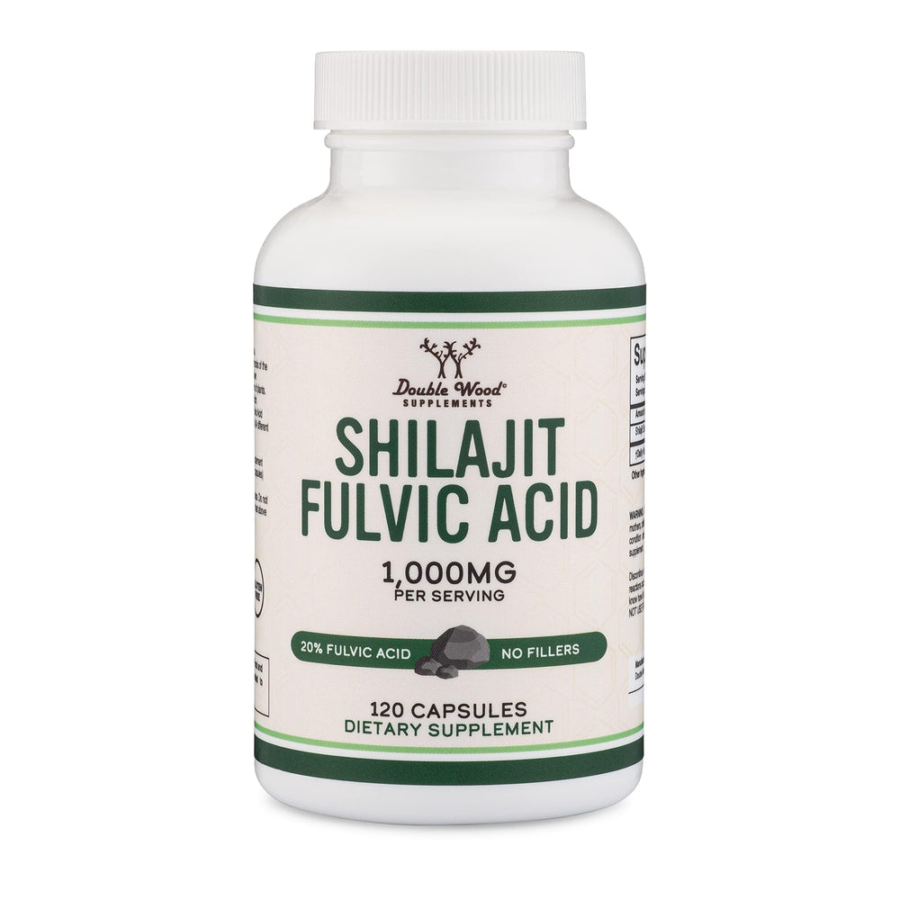 Label detail showing serving size of 1,000 mg Shilajit per serving