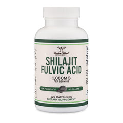 Label detail showing serving size of 1,000 mg Shilajit per serving