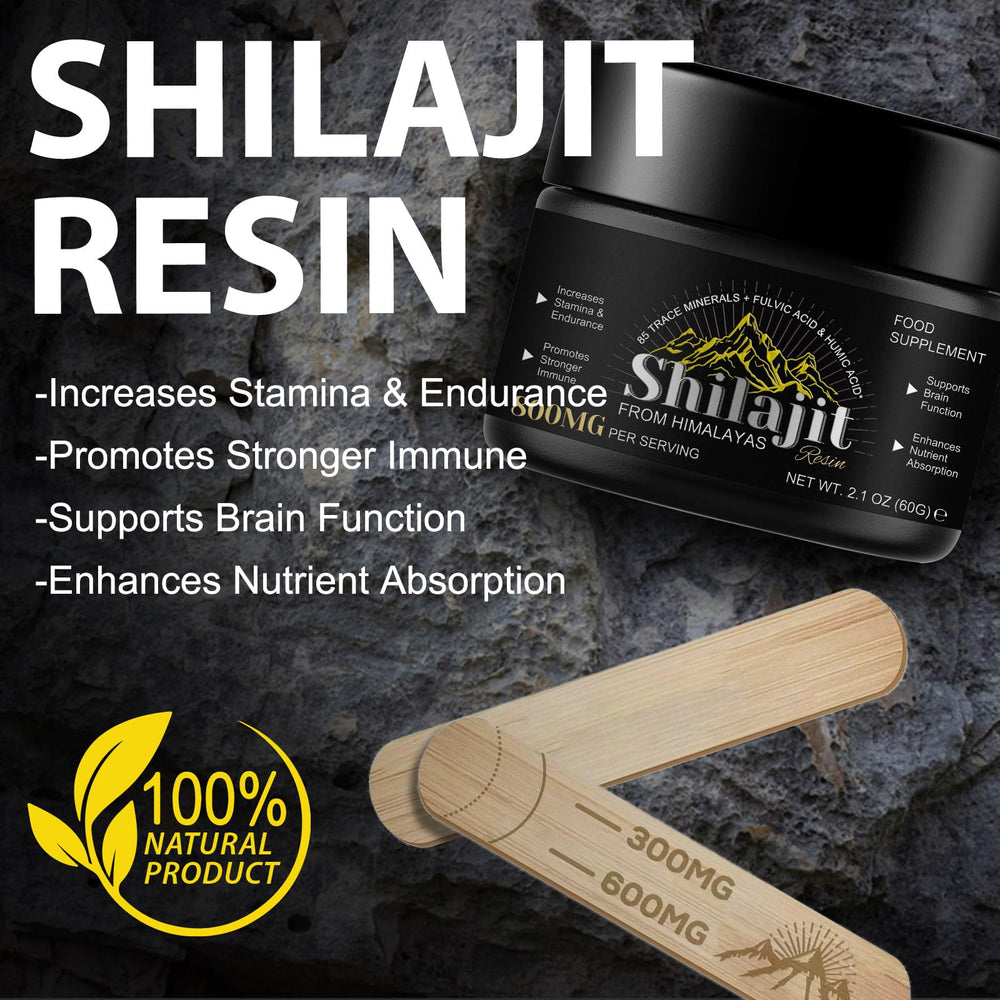 Shilajit resin promoting energy and vitality benefits.