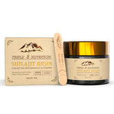 Front view of Shilajit Resin 50g bottle in Miron glass