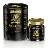 Front view of 50g glass jar containing gold-grade Himalayan Shilajit Resin