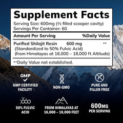 Serving size illustration of 600mg Shilajit resin