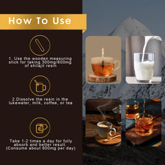 Dissolving pea-sized Shilajit resin in warm water