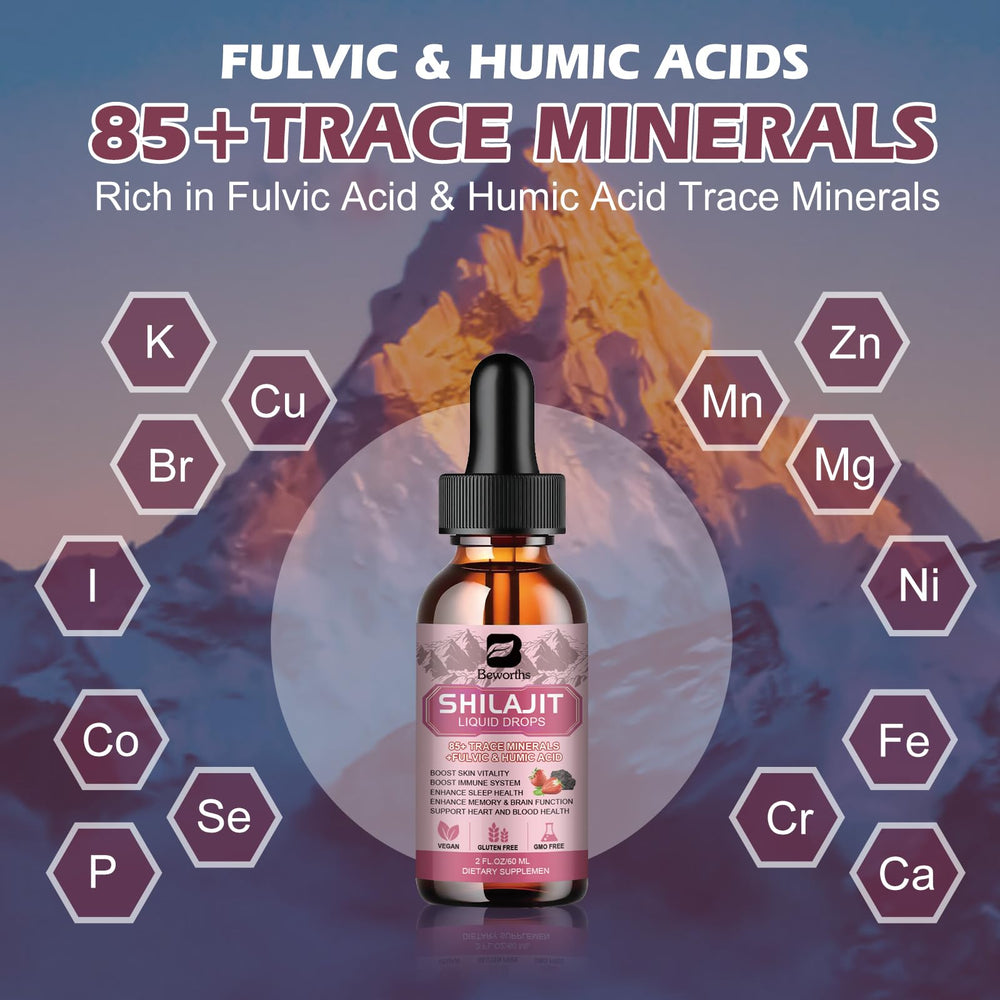 Graphic showing 85+ trace minerals and fulvic acid