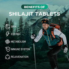 Shilajit tablets energy and vitality imagery