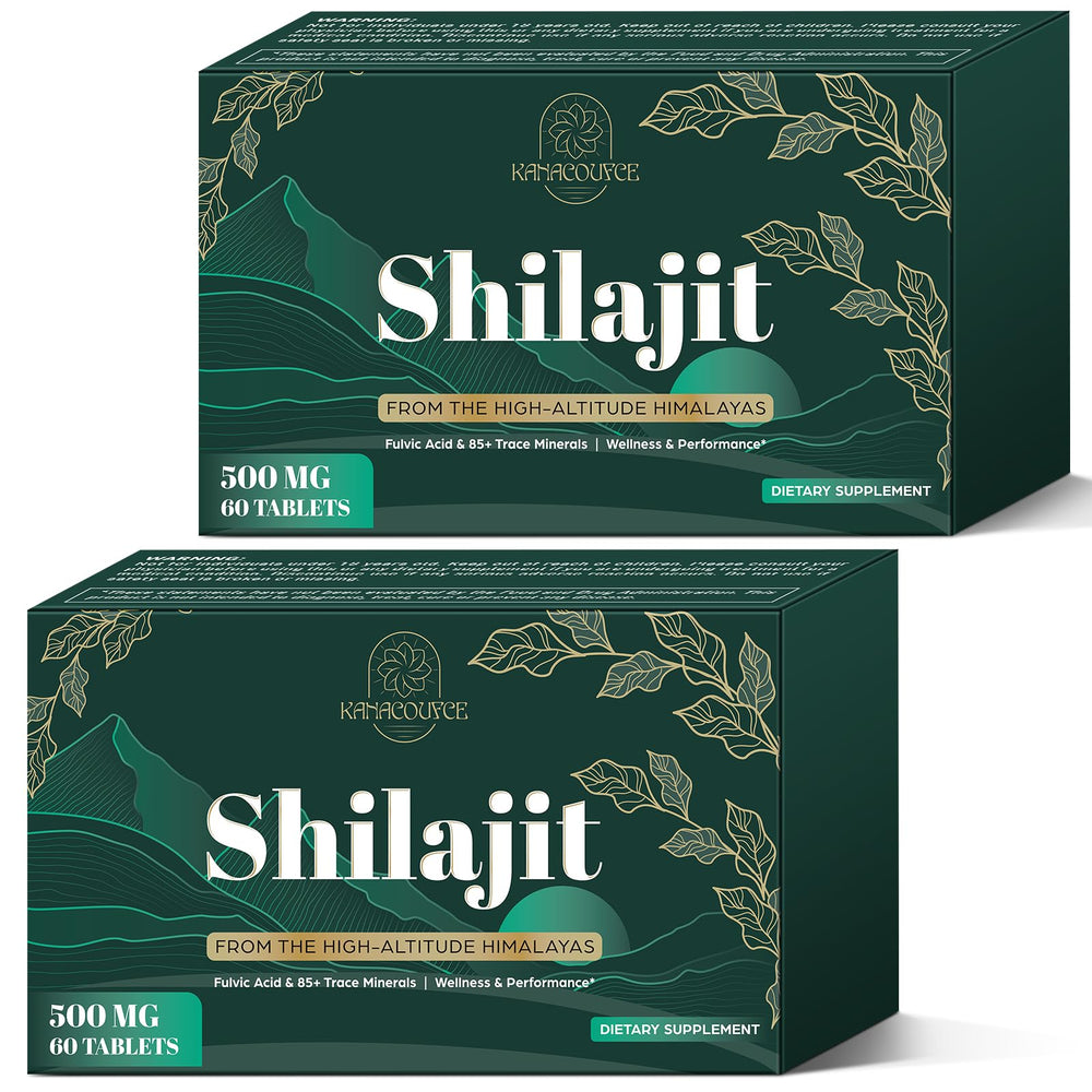 Bottle of Shilajit tablets with 30,000 mg strength and Himalayan origin