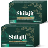 Bottle of Shilajit tablets with 30,000 mg strength and Himalayan origin