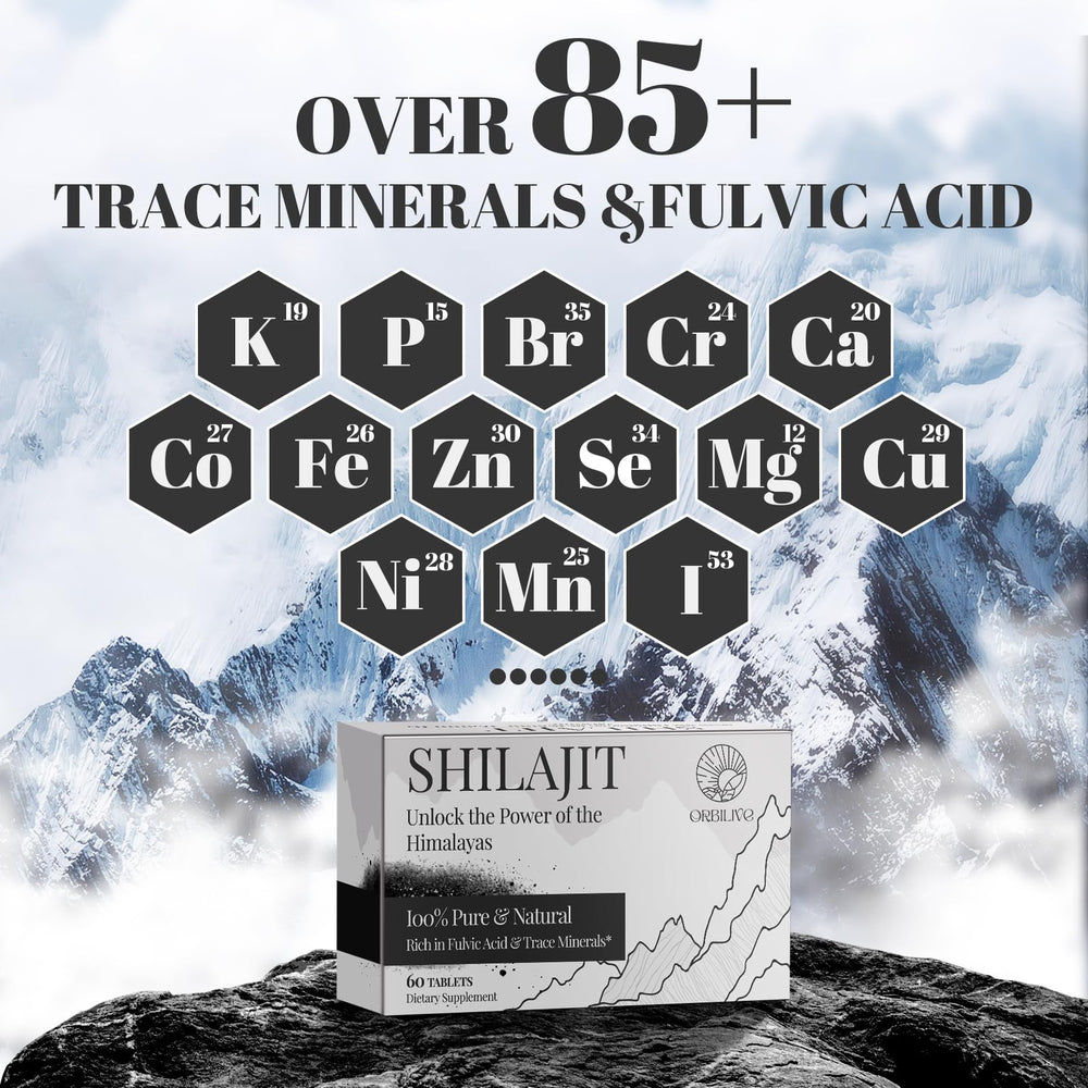 Illustration of fulvic acid and minerals in Shilajit