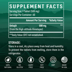Shilajit tablets packaging highlighting fulvic acid content