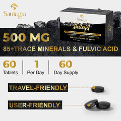 Shilajit tablets packaging shown for on-the-go use