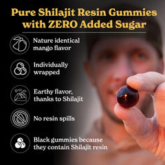 Product packshot with mango-flavored Shilajit gummies