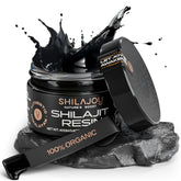 SHILAJOY Organic Shilajit Resin jar with wooden scoop