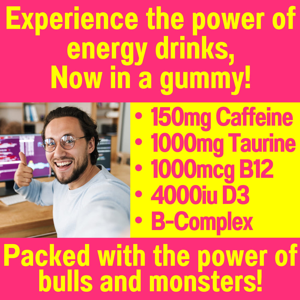 SHIZAM energy gummies close-up shows sour zing coating for quick lift.