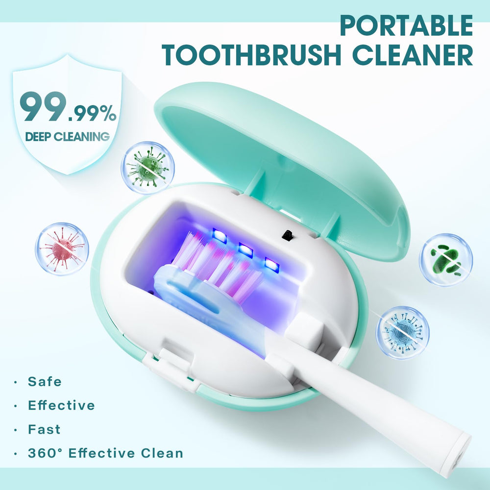 Open lid of Shmian toothbrush cleaner showing compact design