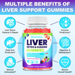 Shriadian Liver Detox Gummies ingredients panel featuring milk thistle and glutathione