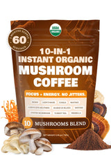 ShroomDNA 10-in-1 Mushroom Coffee pouch with 60 servings