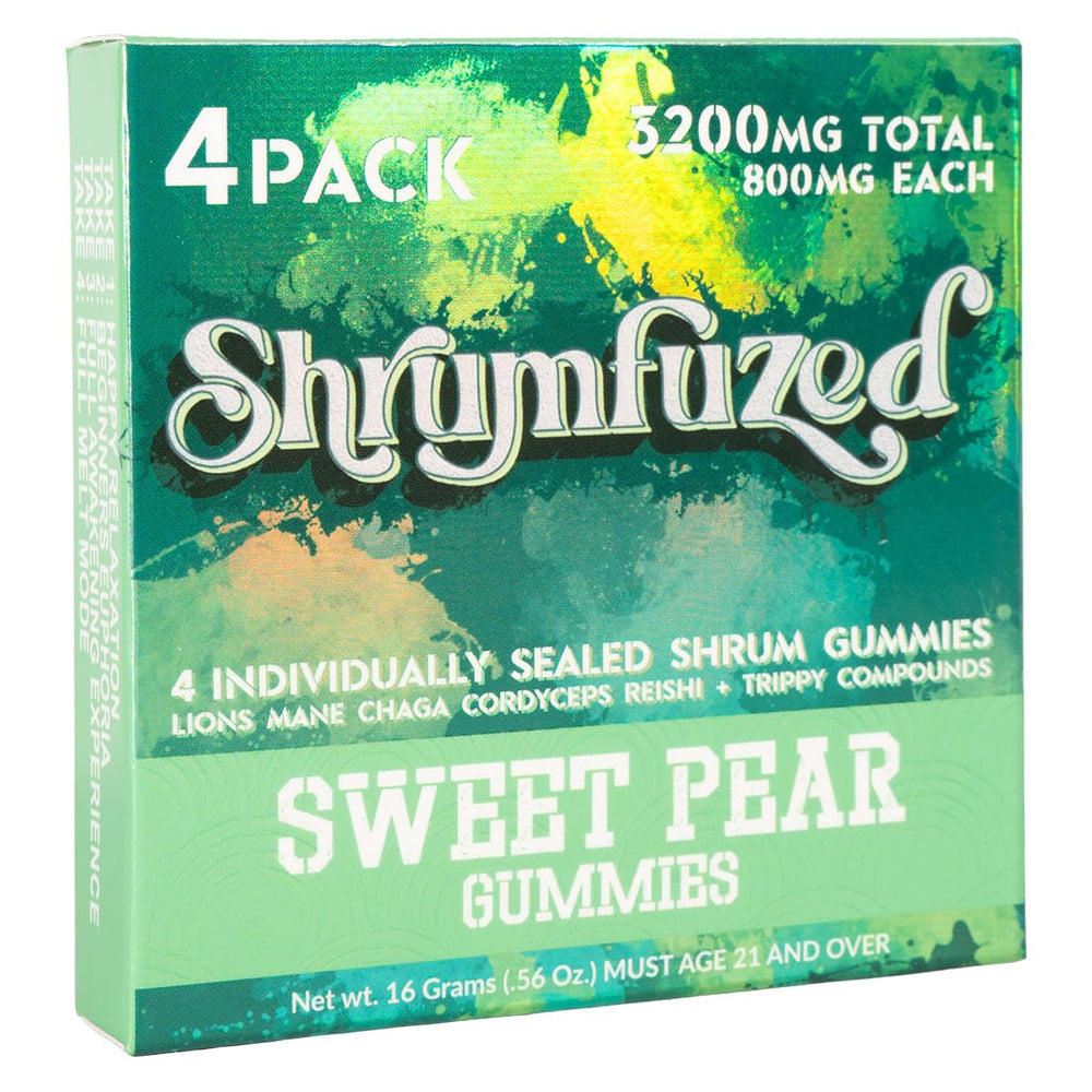 Illustration of Lion's Mane, Reishi, Cordyceps and Chaga in Shrumfuzed gummy