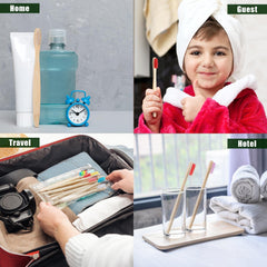 Travel-ready 7-inch bamboo toothbrushes in bulk