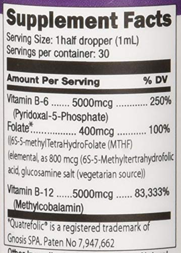 Supplement facts panel on SIGFORM Vitamin B12 5000 Sublingual bottle