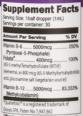 Supplement facts panel on SIGFORM Vitamin B12 5000 Sublingual bottle