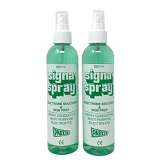 Signa Spray electrolyte spray front view for quick setup with muscle stimulation devices.