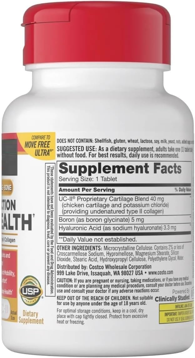 Close-up of tablets indicating 40 mg collagen per tablet