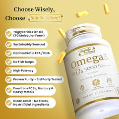 Ingredient chart for Signify Nature Omega-3 with EPA 350 mg and DHA 250 mg