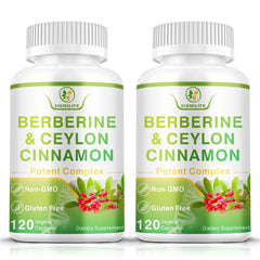 SIGNILIFE Berberine with Cinnamon bottle and capsules showing 1200mg Berberine HCl