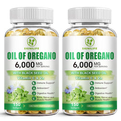 SIGNILIFE Oil of Oregano with Black Seed Oil bottle and softgels