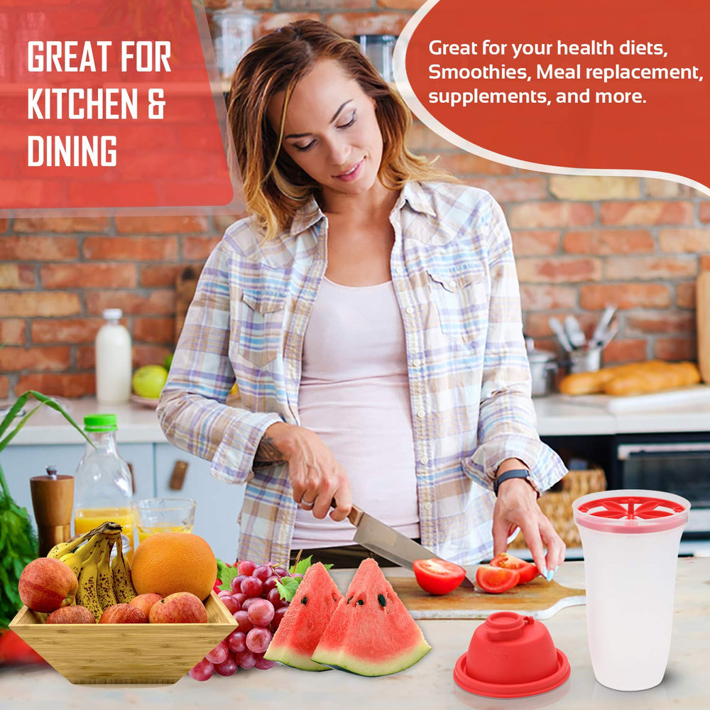 SIGNORA WARE shaker bottle on countertop, top-rack dishwasher safe for easy cleaning.