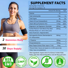 Herbal blend ingredients: Holy Basil, Rhodiola Rosea, St. John’s Wort