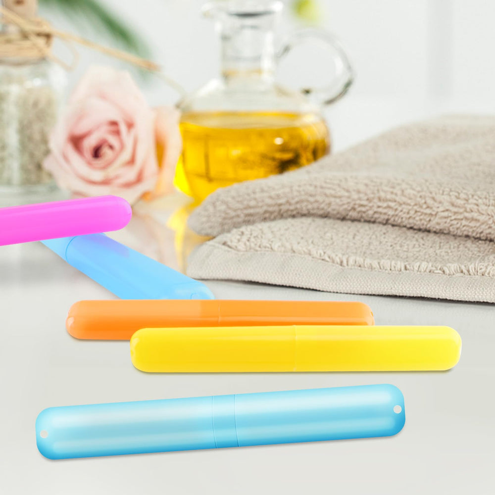 Portable travel toothbrush holder packed for travel, camping, school