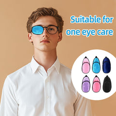 Lightweight silk eye patch designed to avoid tugging on glasses
