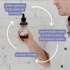 Non-GMO, sugar-free immune support product packaging