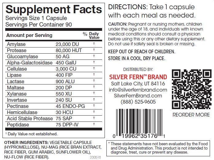 Packaging showing two bottles of Silver Fern Digestive Enzyme