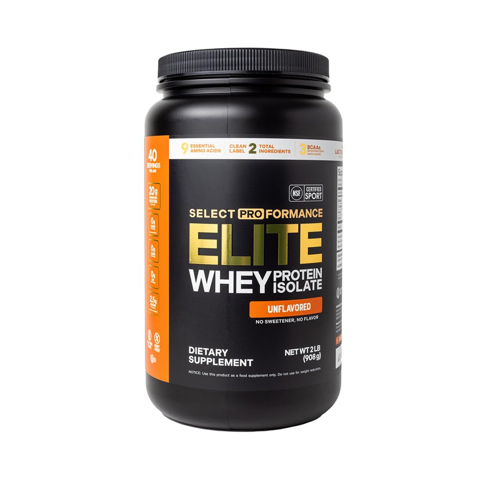 Silver Star Nutrition Select Proformance Elite Whey Isolate bottle highlights clean-label protein for post-workout recovery.
