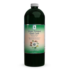 Front view of Silver Tongue Oral Care Mouthwash bottle 32 oz