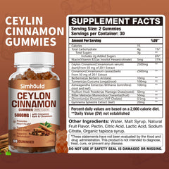 Simhould Cinnamon Gummies bottle label showing 120 gummies
