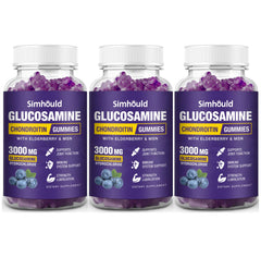 Front view of Simhould 3 Packs Glucosamine Chondroitin Gummies bottle