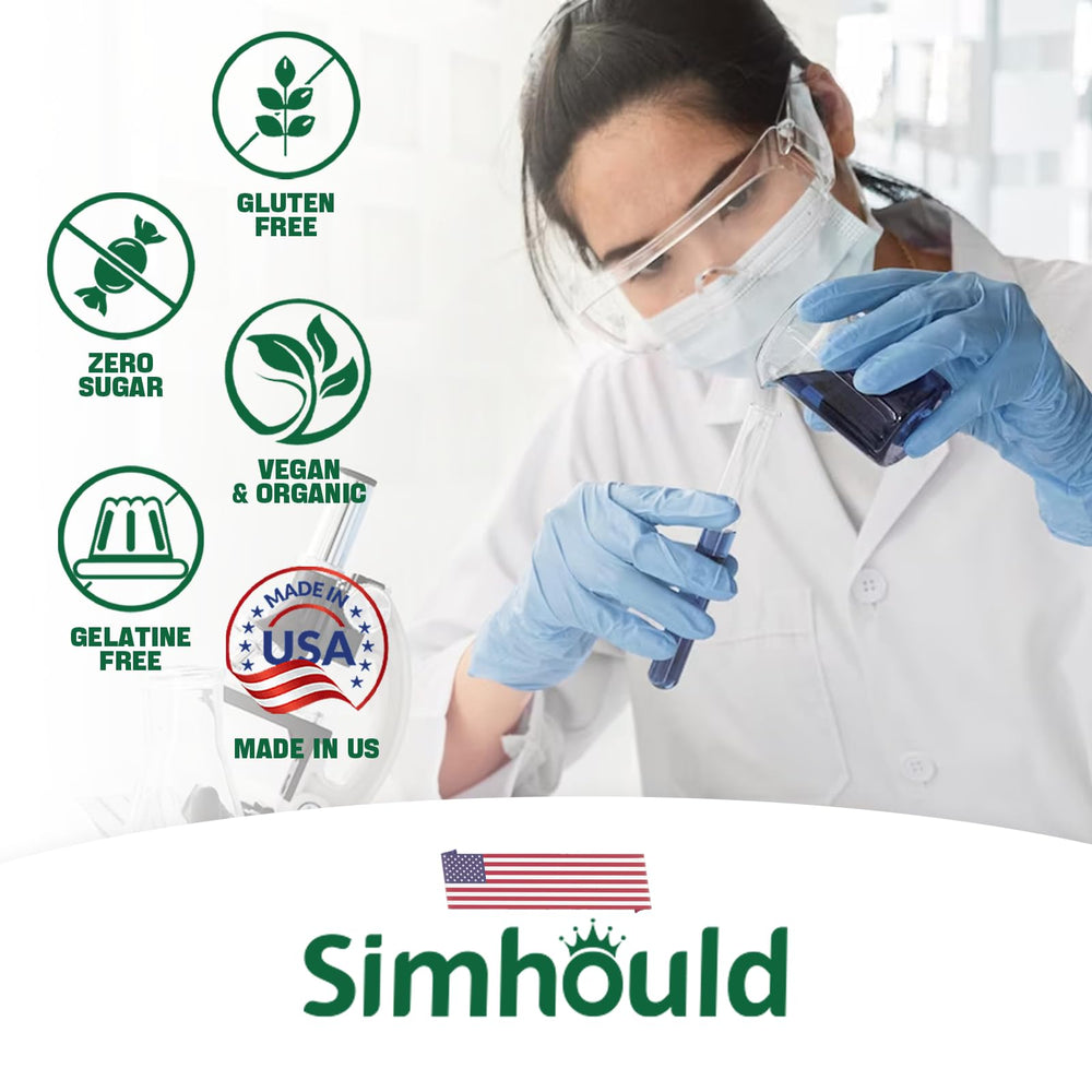 Back of packaging showing ingredients for Simhould gummies